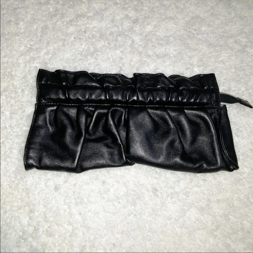 Express Black Faux Leather Ruffled Clutch